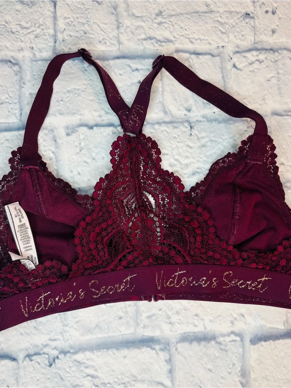 Victoria’s Secret Maroon Front Clasping Lace Bralette Size Medium - Picture 3 of 4